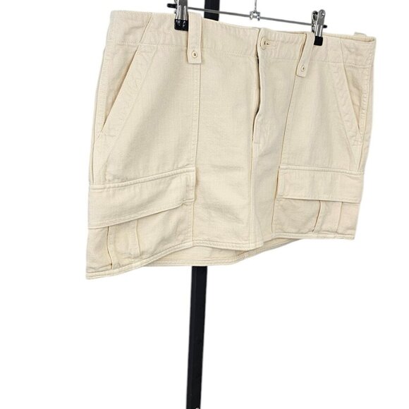 Denim Forum The 90's Utility Skirt, Cotton, Cream, Cargo, Utility, Mini,Size 32 - Picture 8 of 8